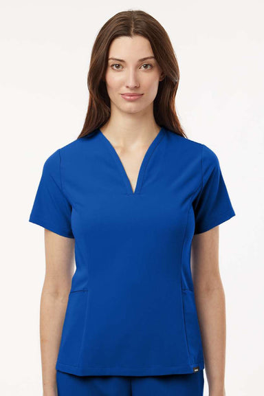 Jaanuu W10003 Unisex Calix Fit & Flare V-Neck Scrub Top Royal Blue Model Front