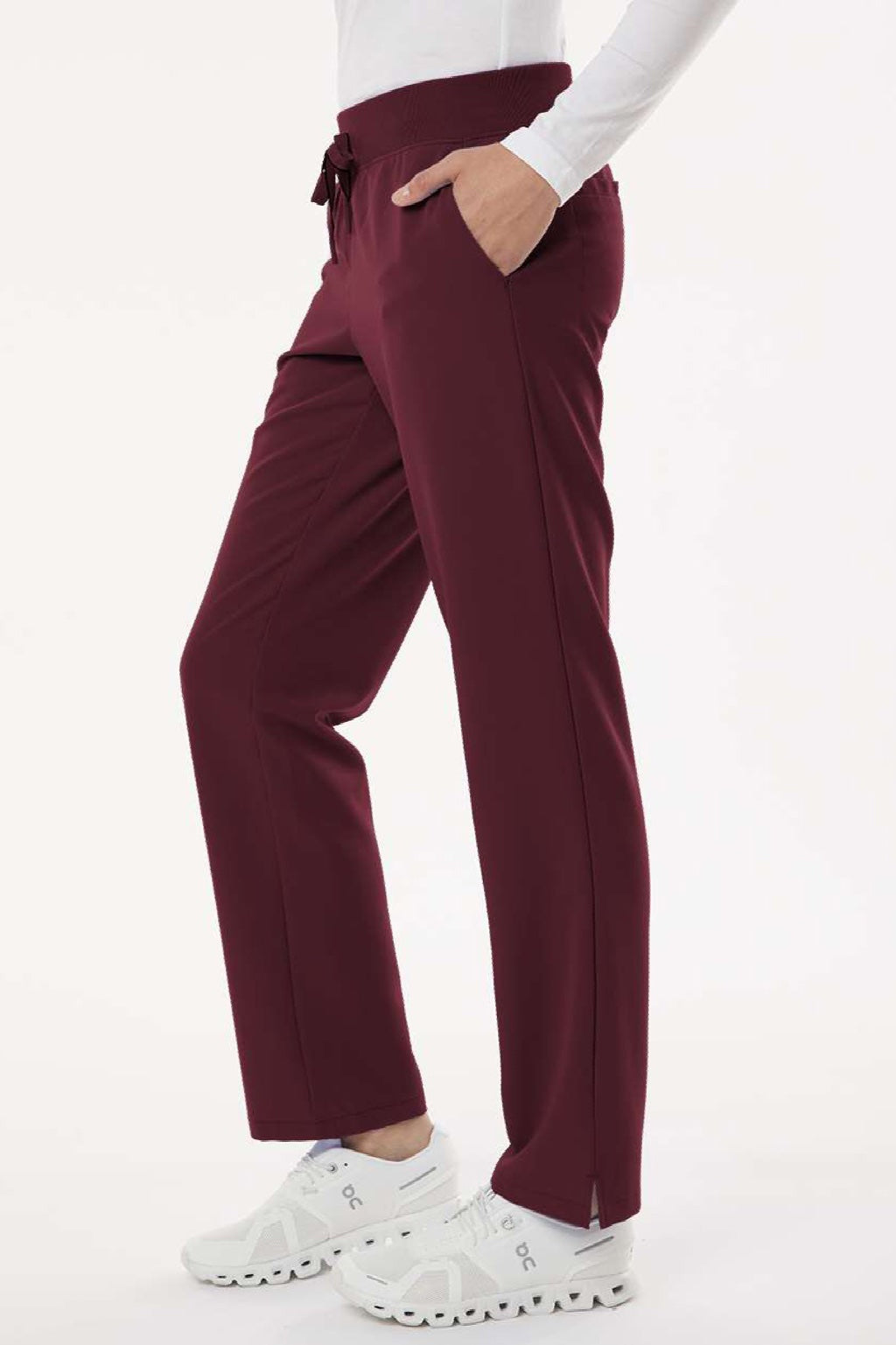 Jaanuu W20001/W2001P Unisex Xenos Essential Knit Waist Scrub Pants Burgundy Model Side