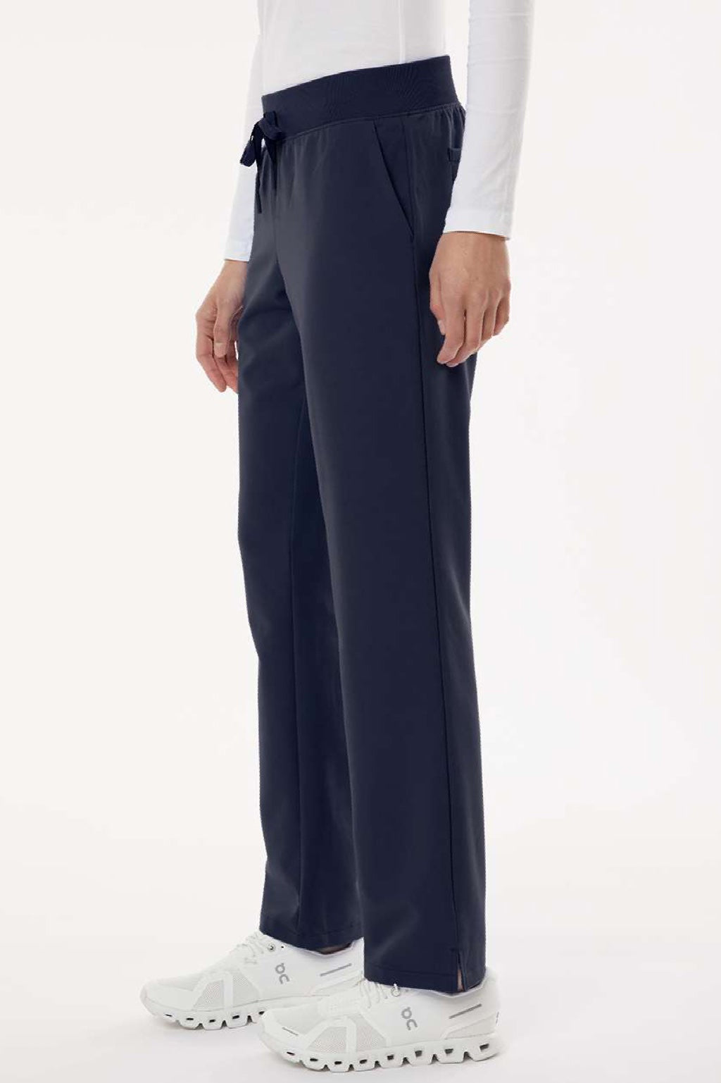 Jaanuu W20001/W2001P Unisex Xenos Essential Knit Waist Scrub Pants Midnight Navy Blue Model Side