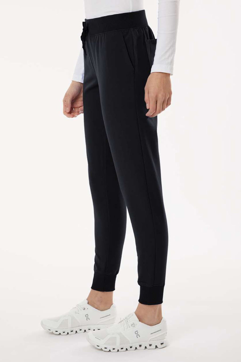 Jaanuu W20003/W2003P Unisex Silex Knit Waist Scrub Jogger Pants Black Model Side