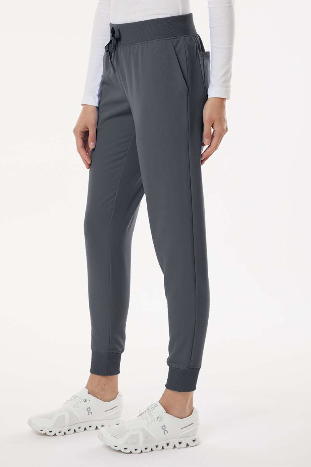 Jaanuu W20003/W2003P Unisex Silex Knit Waist Scrub Jogger Pants Carbon Grey Model Side