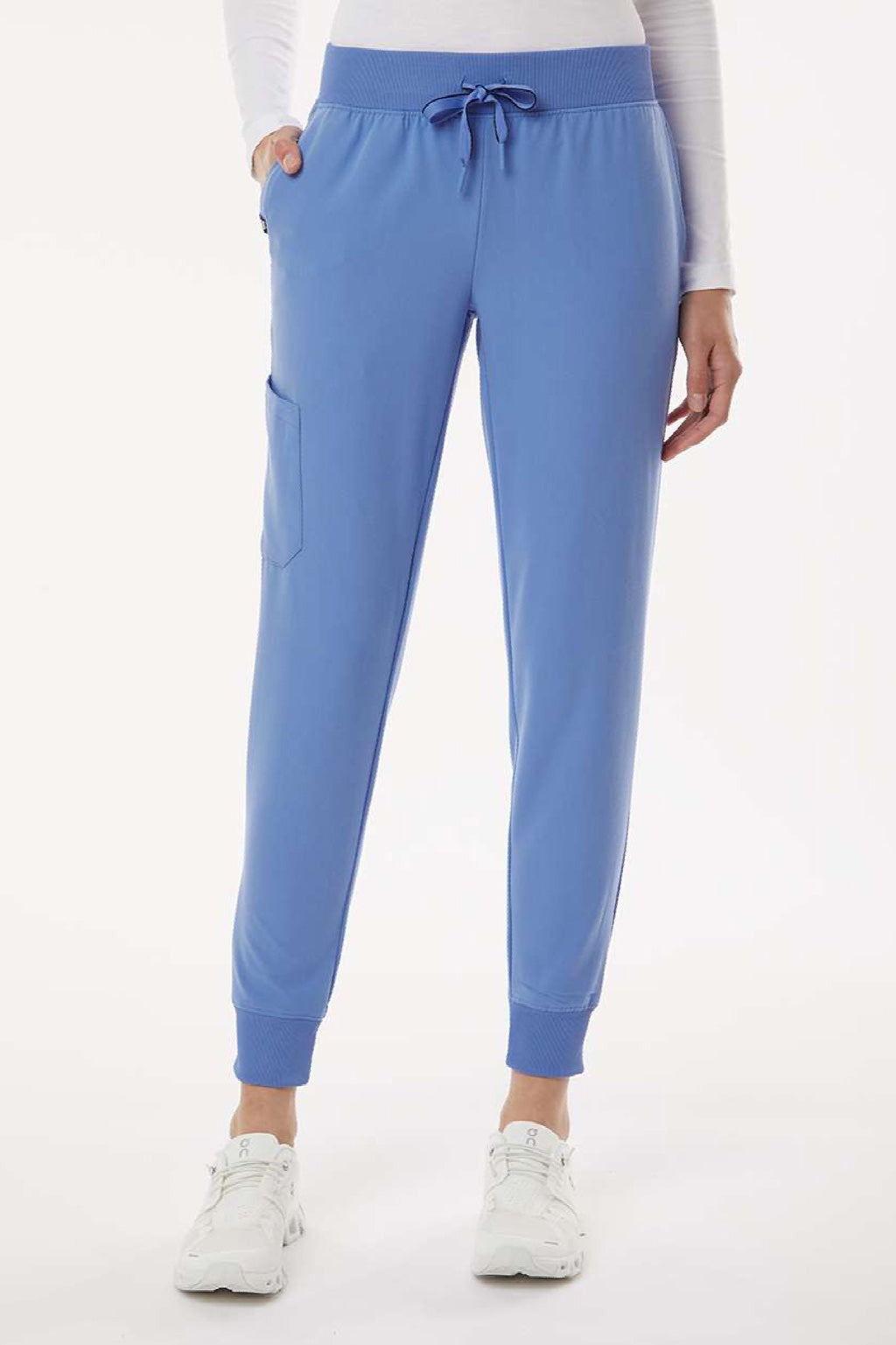 Jaanuu W20003/W2003P Unisex Silex Knit Waist Scrub Jogger Pants Ceil Blue Model Front