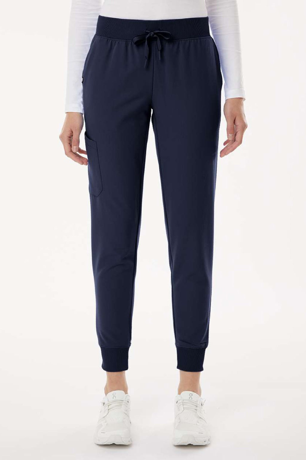 Jaanuu W20003/W2003P Unisex Silex Knit Waist Scrub Jogger Pants Midnight Navy Blue Model Front