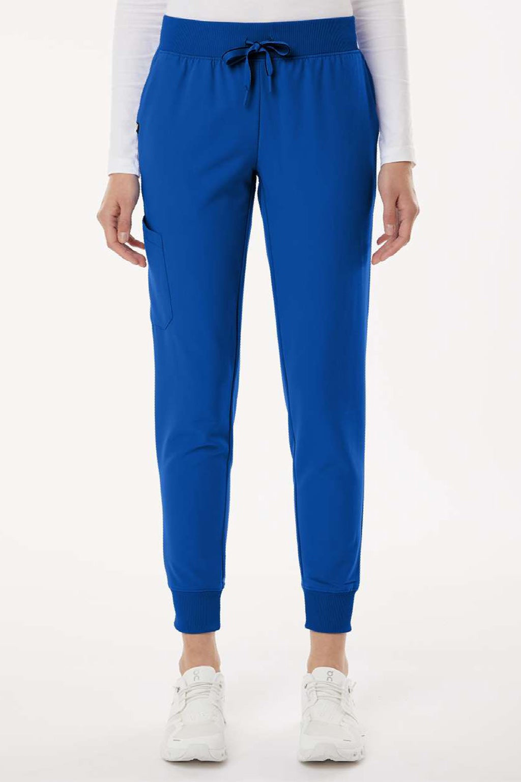 Jaanuu W20003/W2003P Unisex Silex Knit Waist Scrub Jogger Pants Royal Blue Model Front