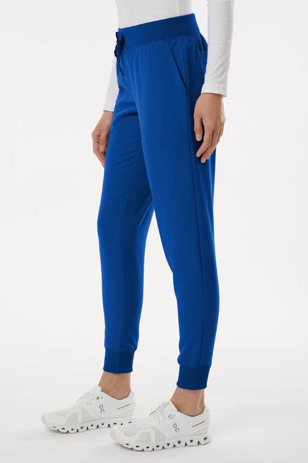 Jaanuu W20003/W2003P Unisex Silex Knit Waist Scrub Jogger Pants Royal Blue Model Side