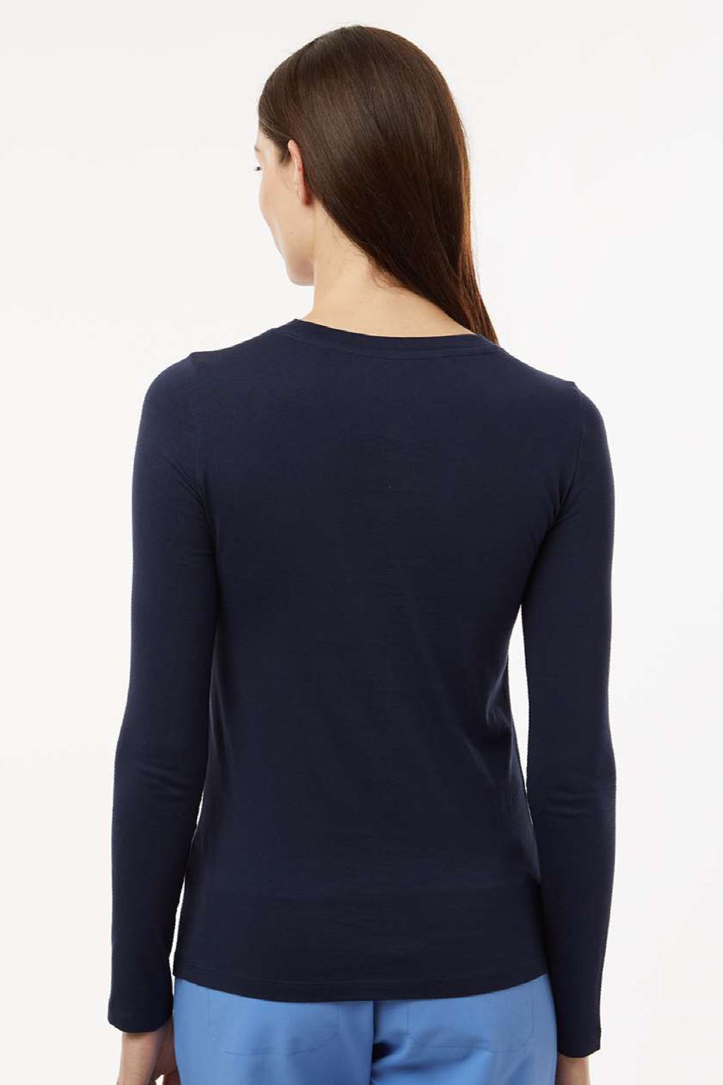 Jaanuu W30002U Womens RegenX Underscrub Long Sleeve Crewneck T-Shirt Midnight Navy Blue Model Back
