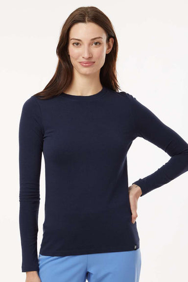 Jaanuu W30002U Womens RegenX Underscrub Long Sleeve Crewneck T-Shirt Midnight Navy Blue Model Front