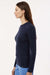 Jaanuu W30002U Womens RegenX Underscrub Long Sleeve Crewneck T-Shirt Midnight Navy Blue Model Side