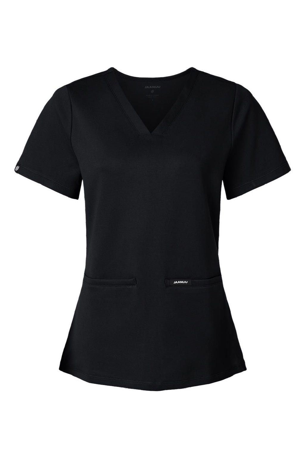 Jaanuu W30003 Unisex Cesi Ultrasoft V-Neck Scrub Top Black Flat Front