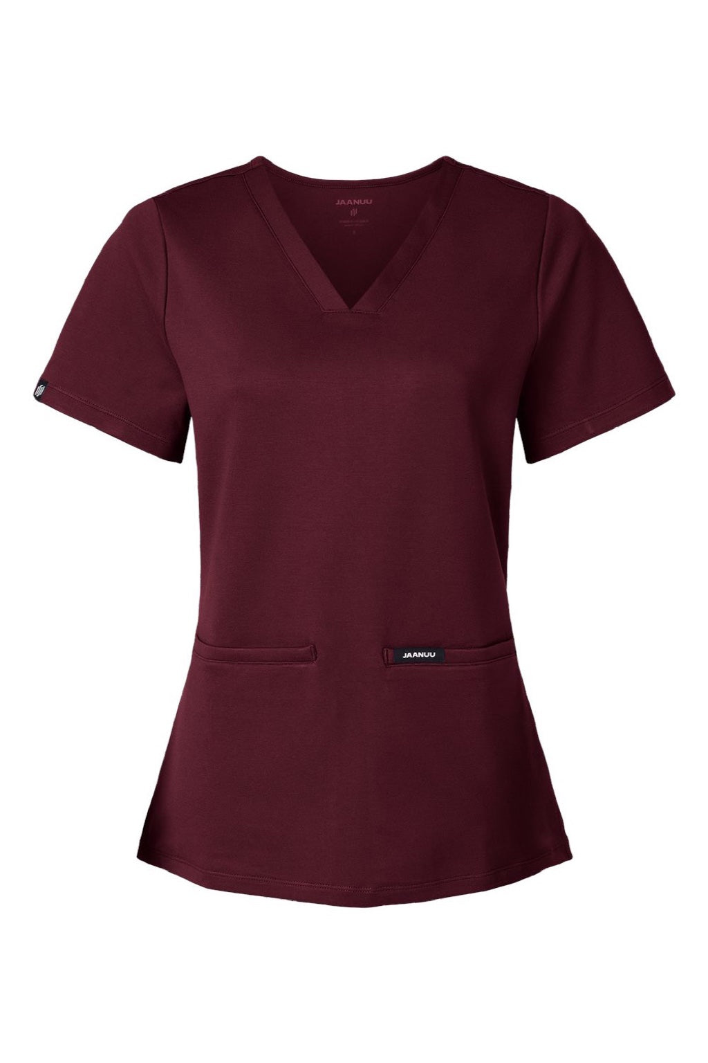 Jaanuu W30003 Unisex Cesi Ultrasoft V-Neck Scrub Top Burgundy Flat Front