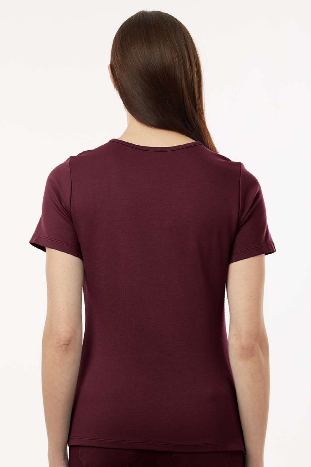 Jaanuu W30003 Unisex Cesi Ultrasoft V-Neck Scrub Top Burgundy Model Back
