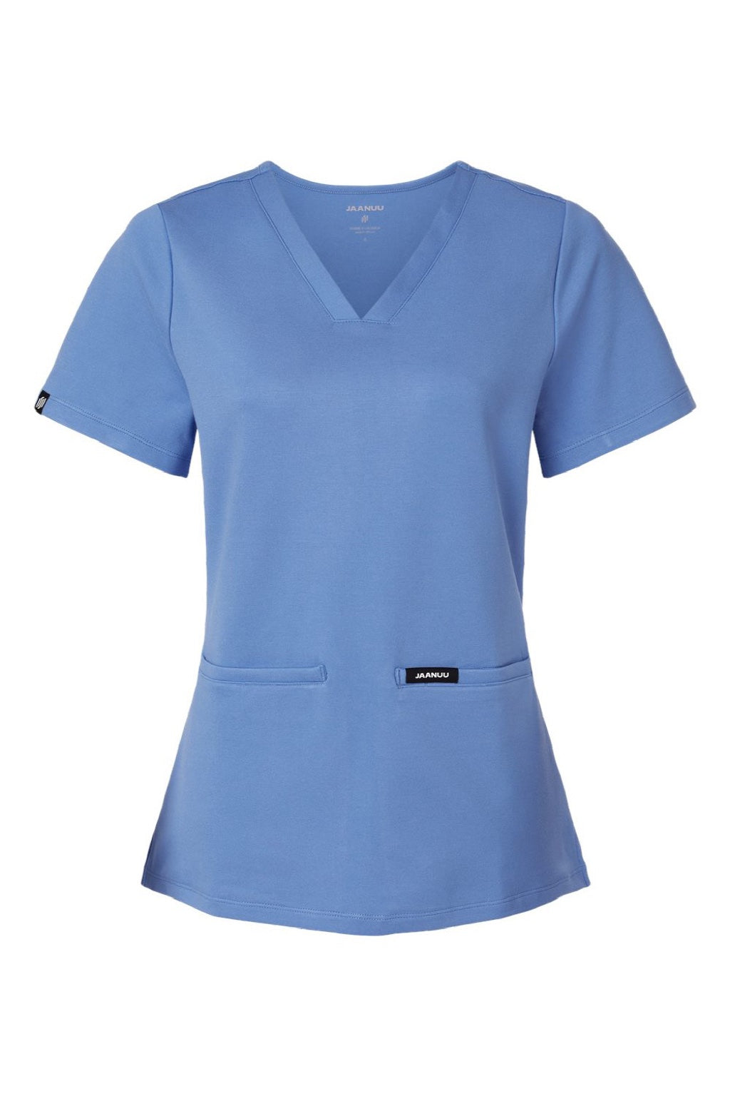 Jaanuu W30003 Unisex Cesi Ultrasoft V-Neck Scrub Top Ceil Blue Flat Front