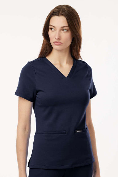 Jaanuu W30003 Unisex Cesi Ultrasoft V-Neck Scrub Top Midnight Navy Blue Model Front