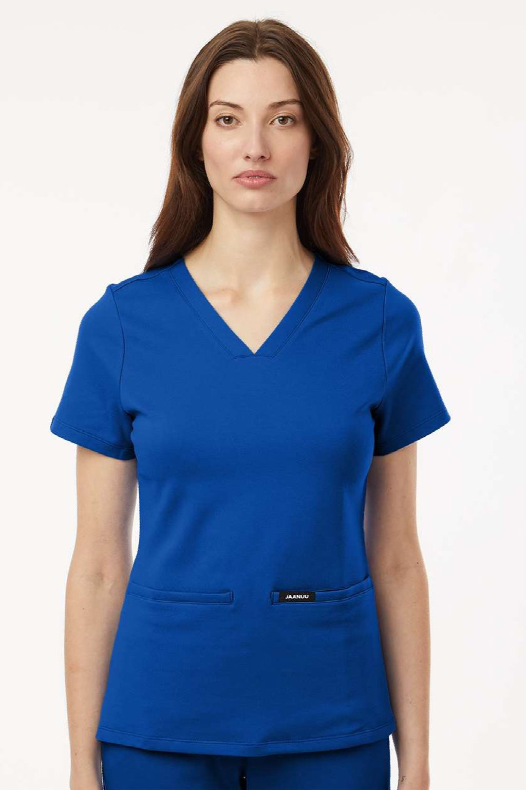 Jaanuu W30003 Unisex Cesi Ultrasoft V-Neck Scrub Top Royal Blue Model Front