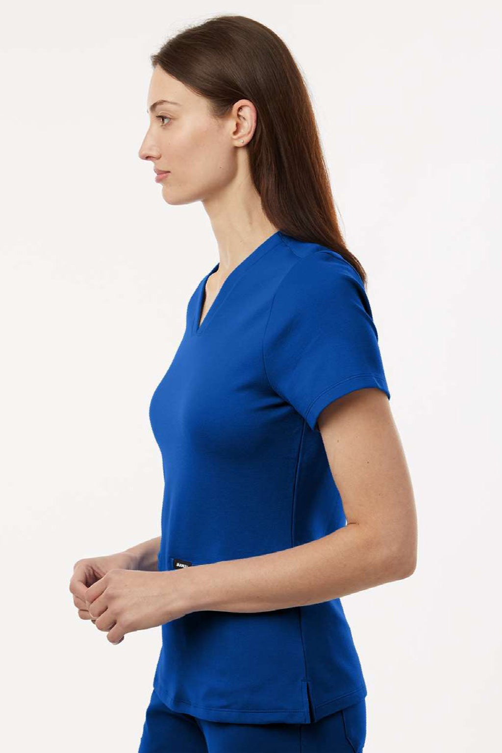Jaanuu W30003 Unisex Cesi Ultrasoft V-Neck Scrub Top Royal Blue Model Side