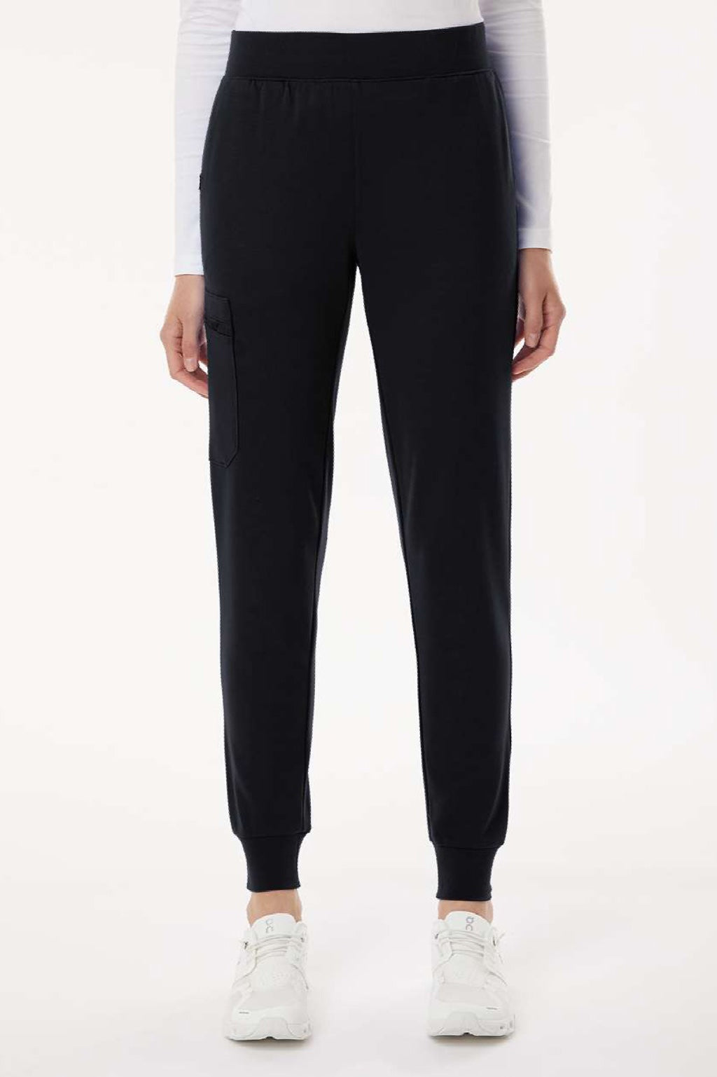 Jaanuu W40001/W40001P Unisex Rubi Ultrasoft Scrub Jogger Pants Black Model Front