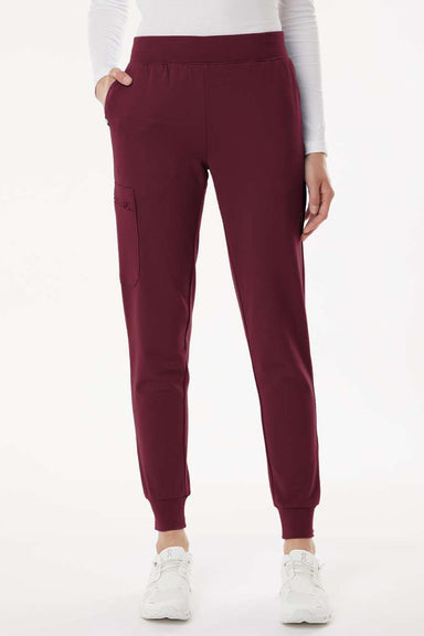 Jaanuu W40001/W40001P Unisex Rubi Ultrasoft Scrub Jogger Pants Burgundy Model Front