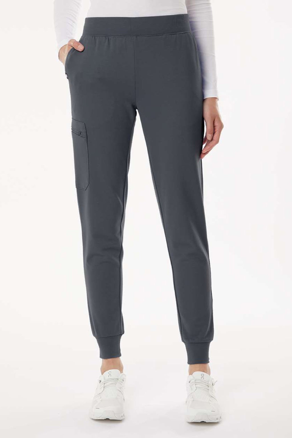 Jaanuu W40001/W40001P Unisex Rubi Ultrasoft Scrub Jogger Pants Carbon Grey Model Front
