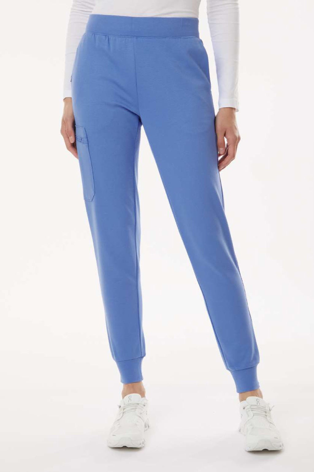 Jaanuu W40001/W40001P Unisex Rubi Ultrasoft Scrub Jogger Pants Ceil Blue Model Front