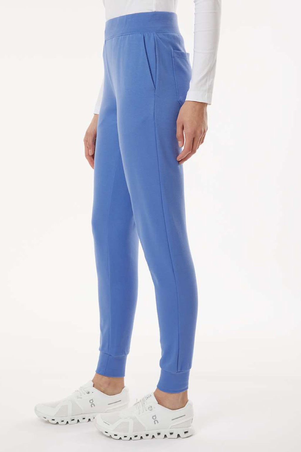 Jaanuu W40001/W40001P Unisex Rubi Ultrasoft Scrub Jogger Pants Ceil Blue Model Side