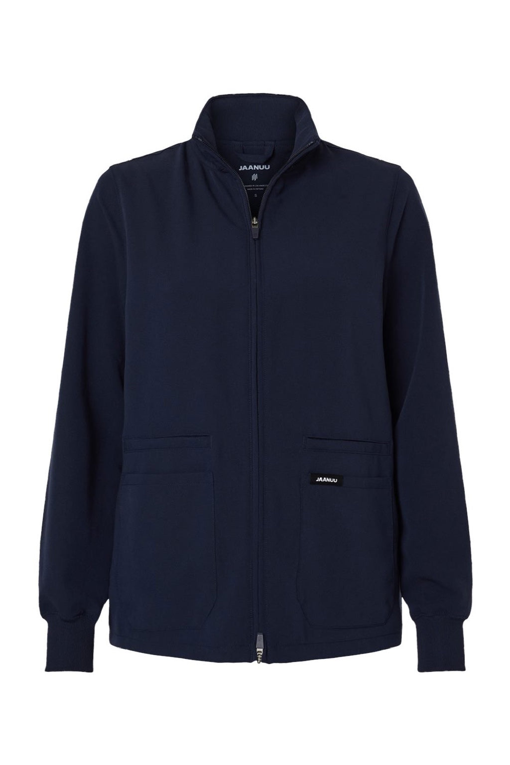 Jaanuu W60001 Unisex Ceri Essential 6 Pocket Full Zip Scrub Jacket Midnight Navy Blue Flat Front