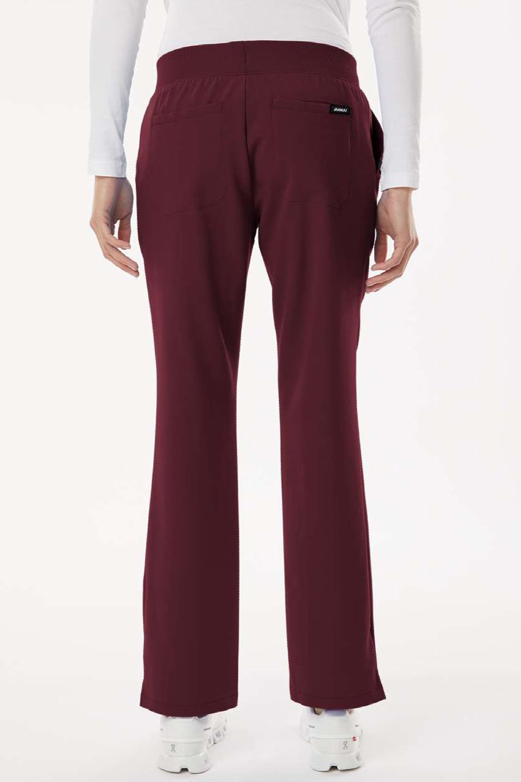 Jaanuu W20001/W2001P Unisex Xenos Essential Knit Waist Scrub Pants Burgundy Model Back