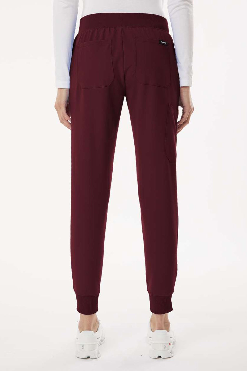 Jaanuu W20003/W2003P Unisex Silex Knit Waist Scrub Jogger Pants Burgundy Model Back