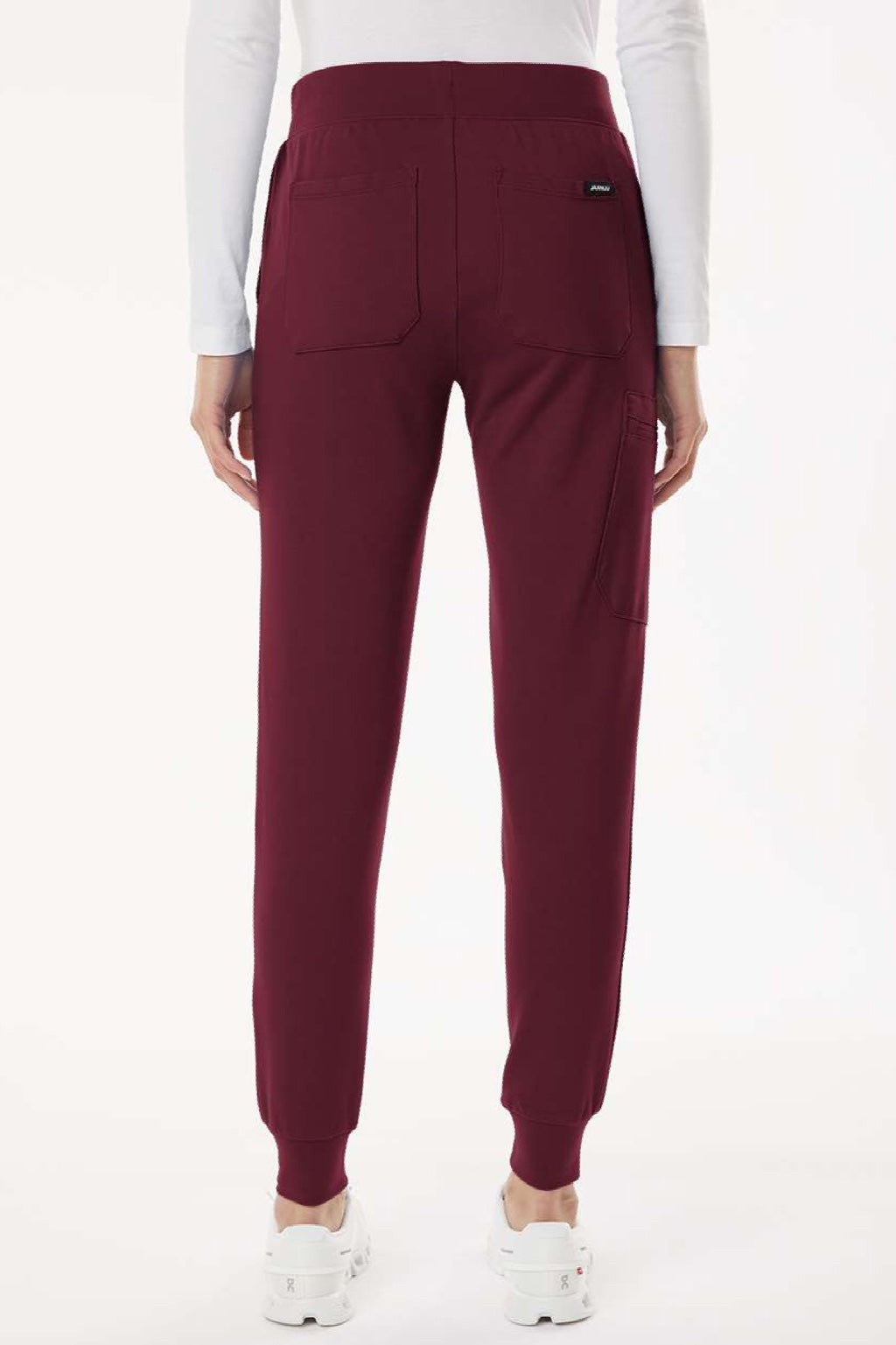 Jaanuu W40001/W40001P Unisex Rubi Ultrasoft Scrub Jogger Pants Burgundy Model Back
