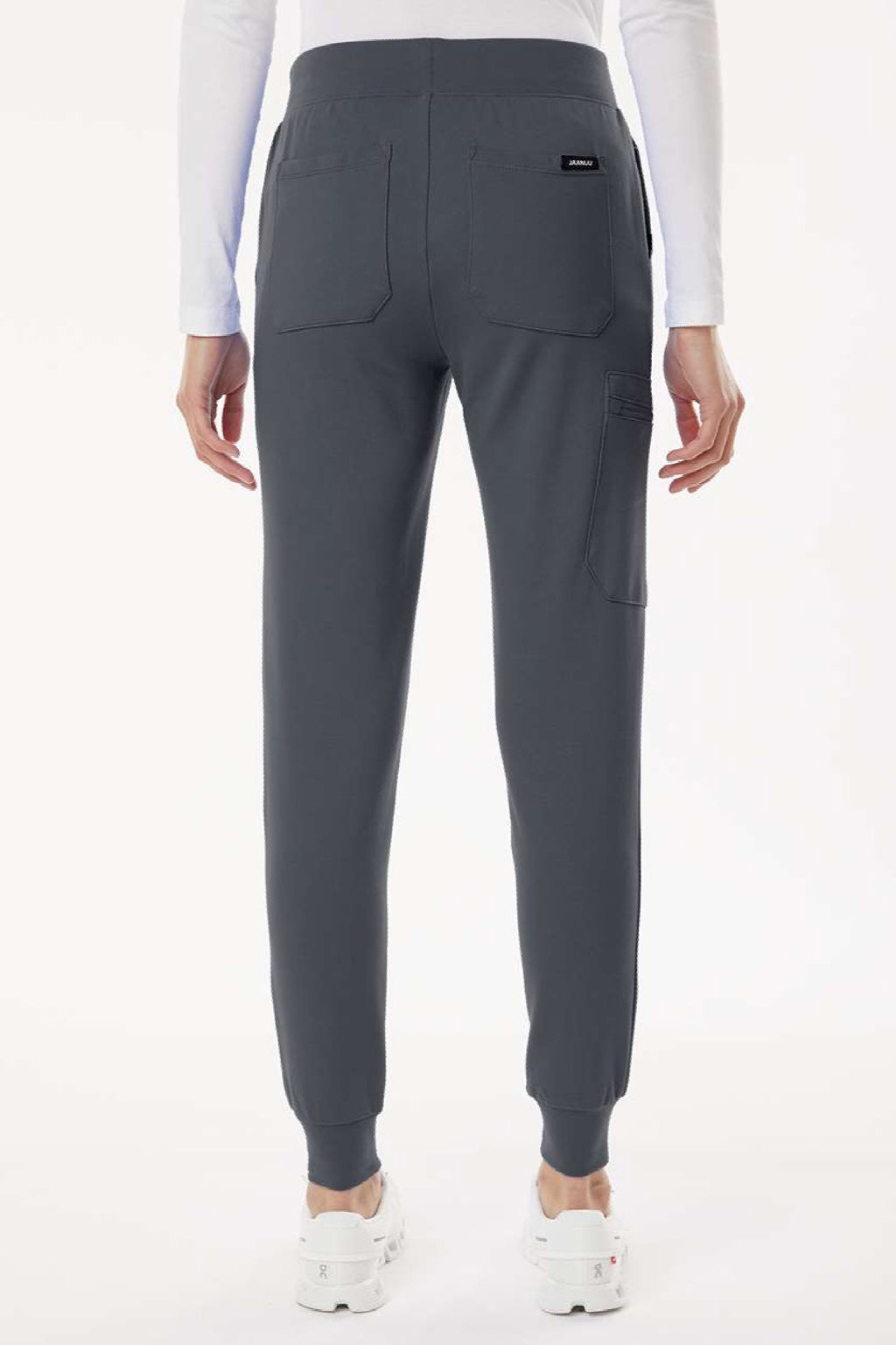 Jaanuu W40001/W40001P Unisex Rubi Ultrasoft Scrub Jogger Pants Carbon Grey Model Back
