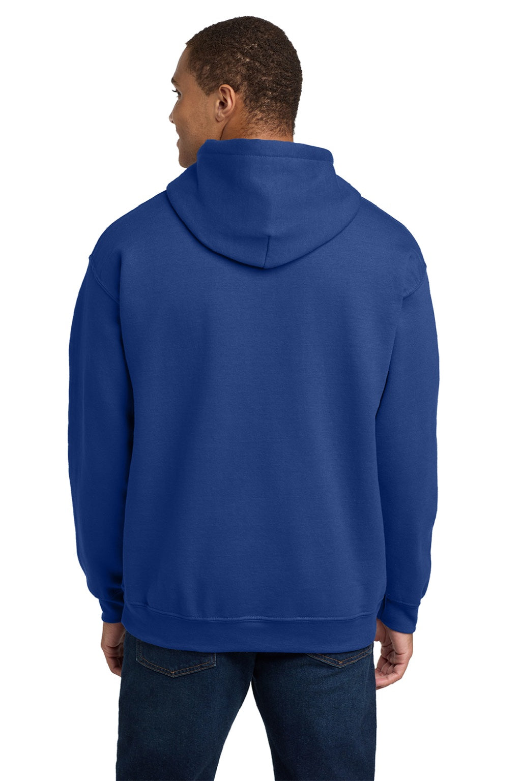 Gildan 18500 Mens Pill Resistant Hooded Sweatshirt Hoodie w/ Pouch Pocket Fan Deep Royal Blue Model Back