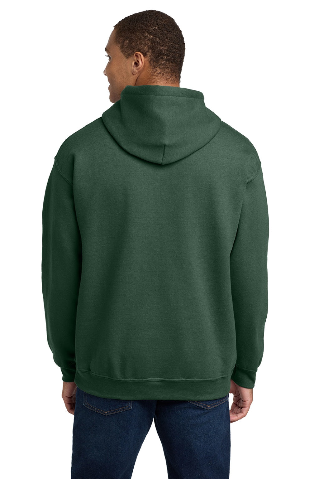 Gildan 18500 Mens Pill Resistant Hooded Sweatshirt Hoodie w/ Pouch Pocket Fan Dark Green Model Back