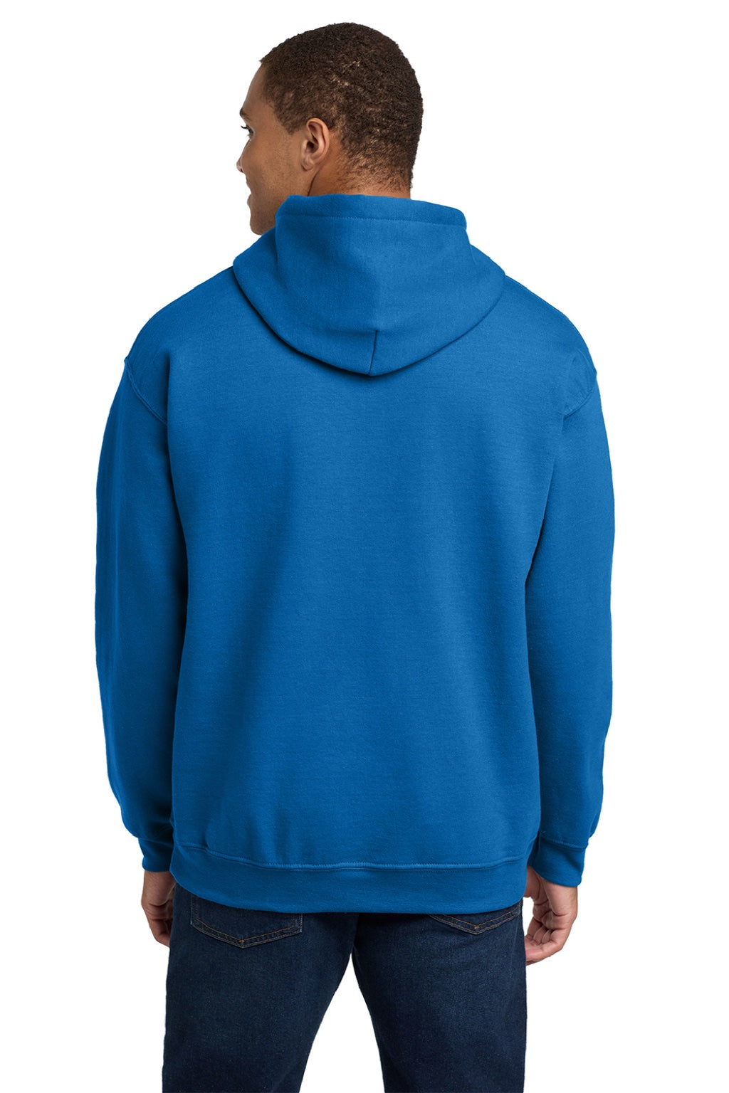 Gildan 18500 Mens Pill Resistant Hooded Sweatshirt Hoodie w/ Pouch Pocket Neon Blue Model Back