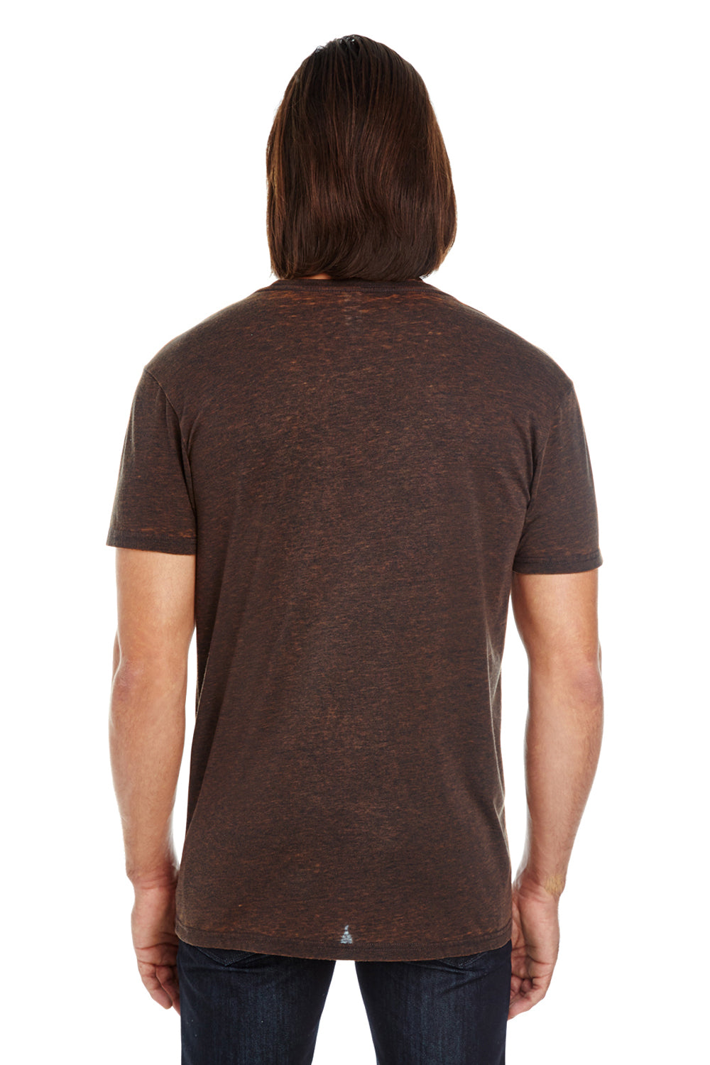 Threadfast Apparel 115A Mens Cross Dye Short Sleeve Crewneck T-Shirt Flame Model Back