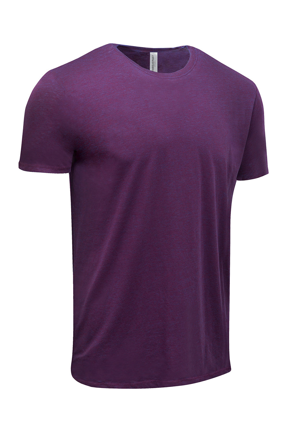 Threadfast Apparel 115A Mens Cross Dye Short Sleeve Crewneck T-Shirt Berry Purple Flat Front
