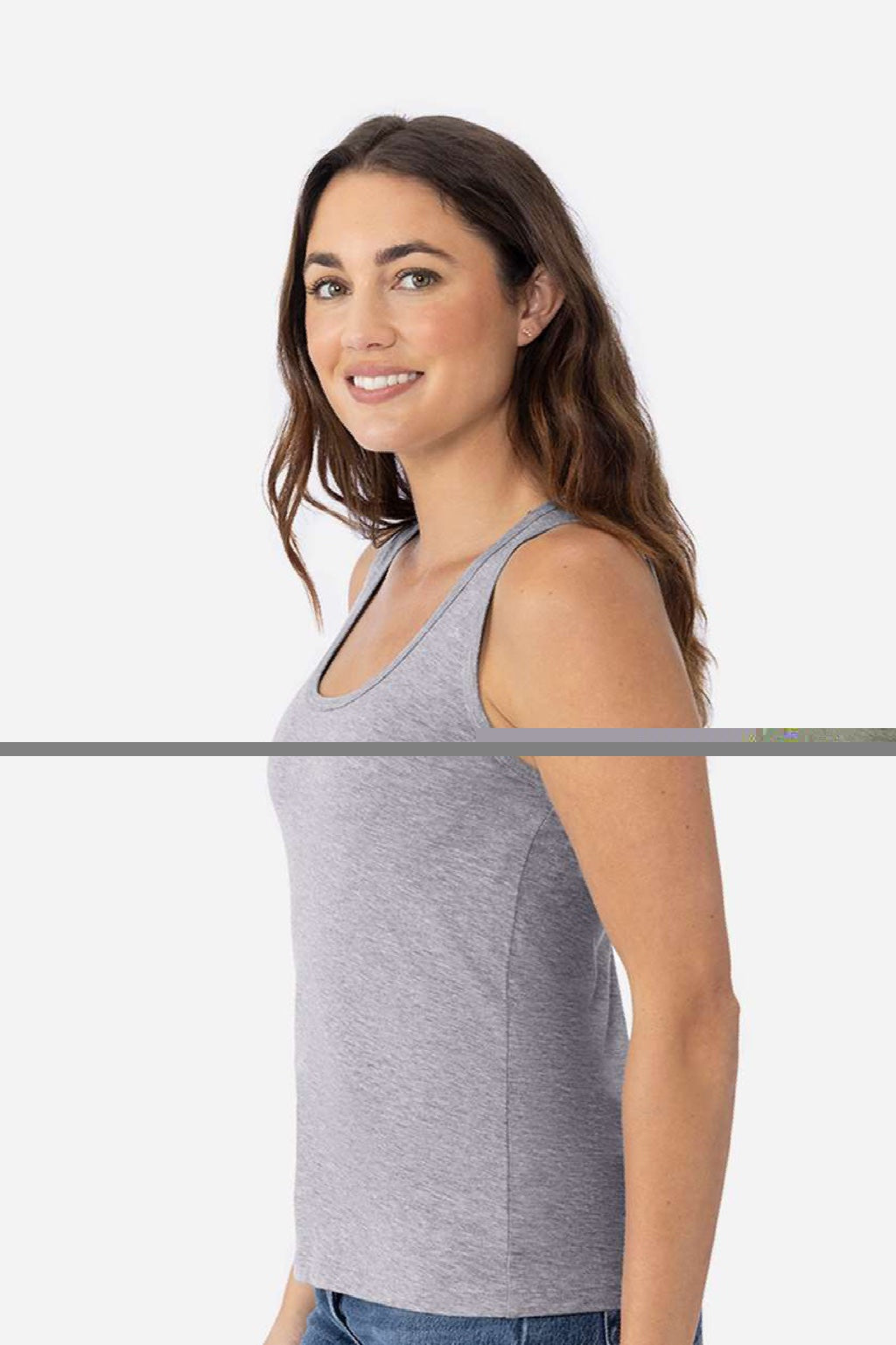 Next Level 3933 Womens Tank Top Heather Grey Model Side