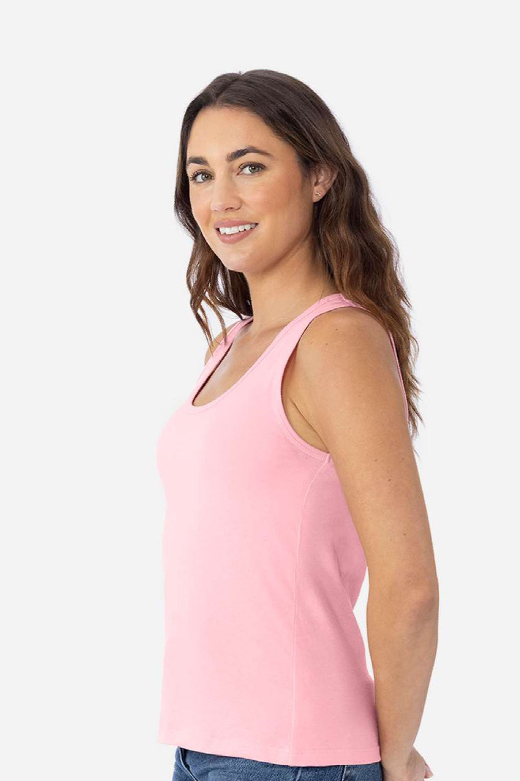 Next Level 3933 Womens Tank Top Light Pink Model Side