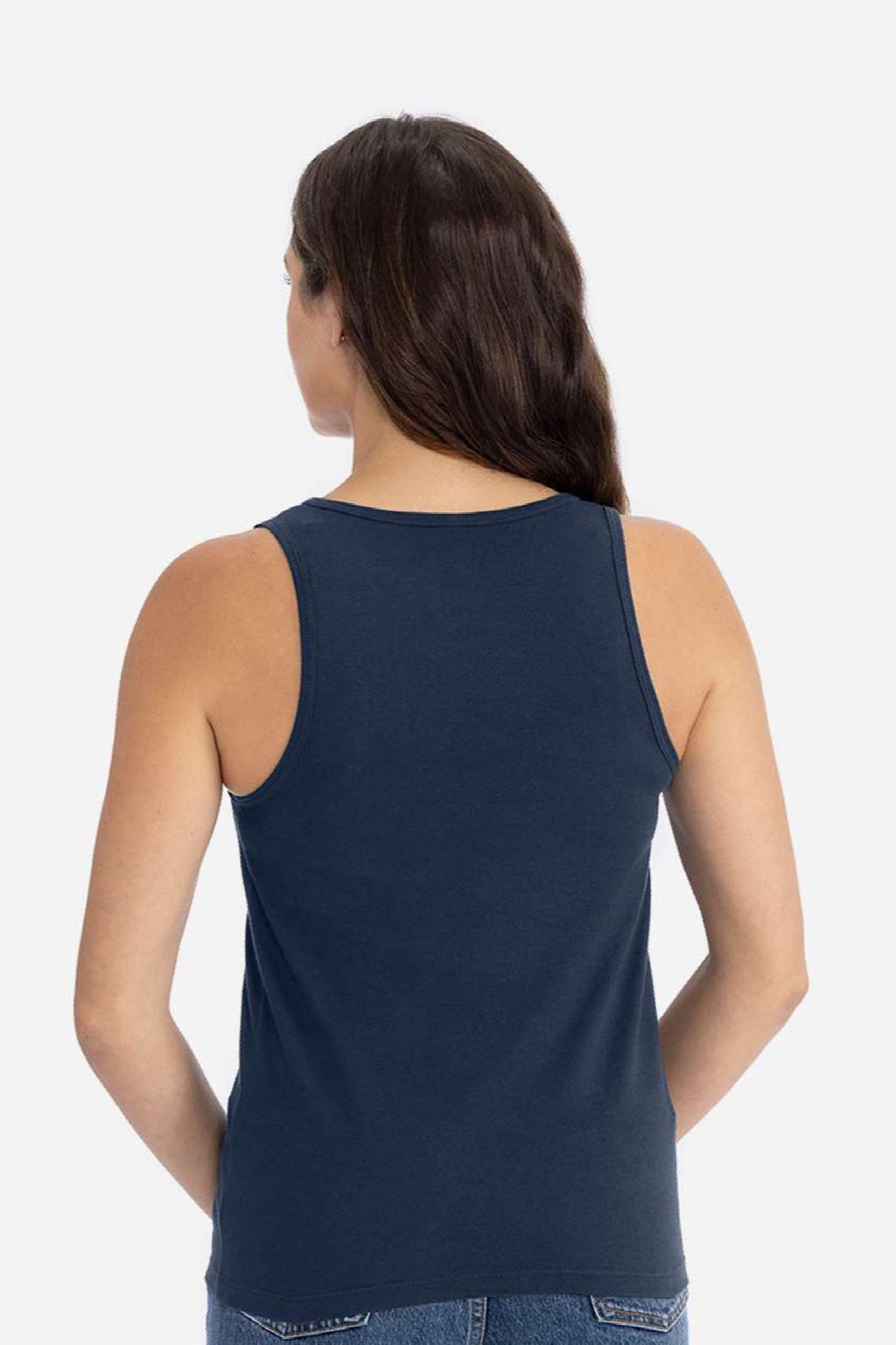 Next Level 3933 Womens Tank Top Midnight Navy Blue Model Back