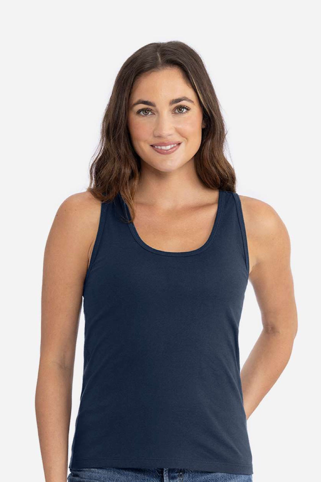 Next Level 3933 Womens Tank Top Midnight Navy Blue Model Front