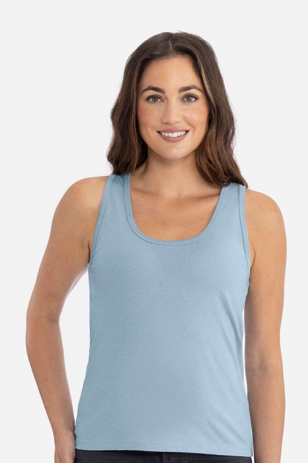 Next Level 3933 Womens Tank Top Stonewashed Denim Blue Model Front