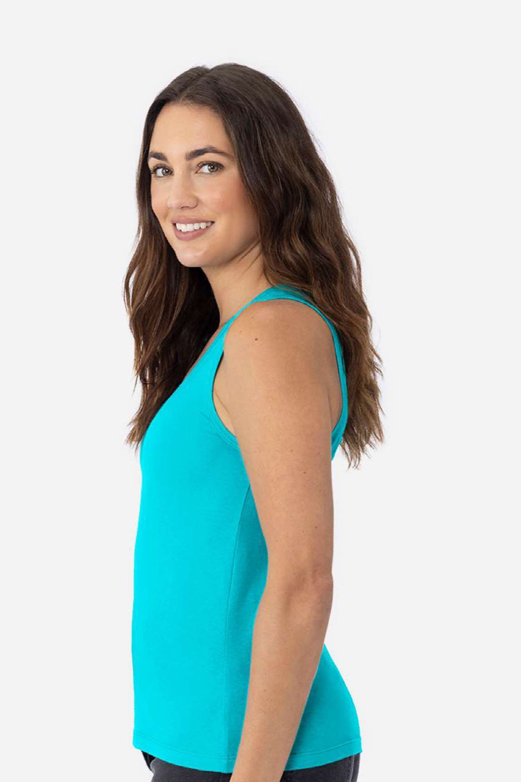 Next Level 3933 Womens Tank Top Tahiti Blue Model Side