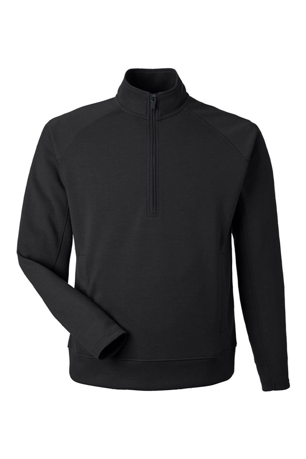 J America 8751 Mens Apex Fleece 1/4 Zip Sweatshirt w/ Pockets Black Flat Front