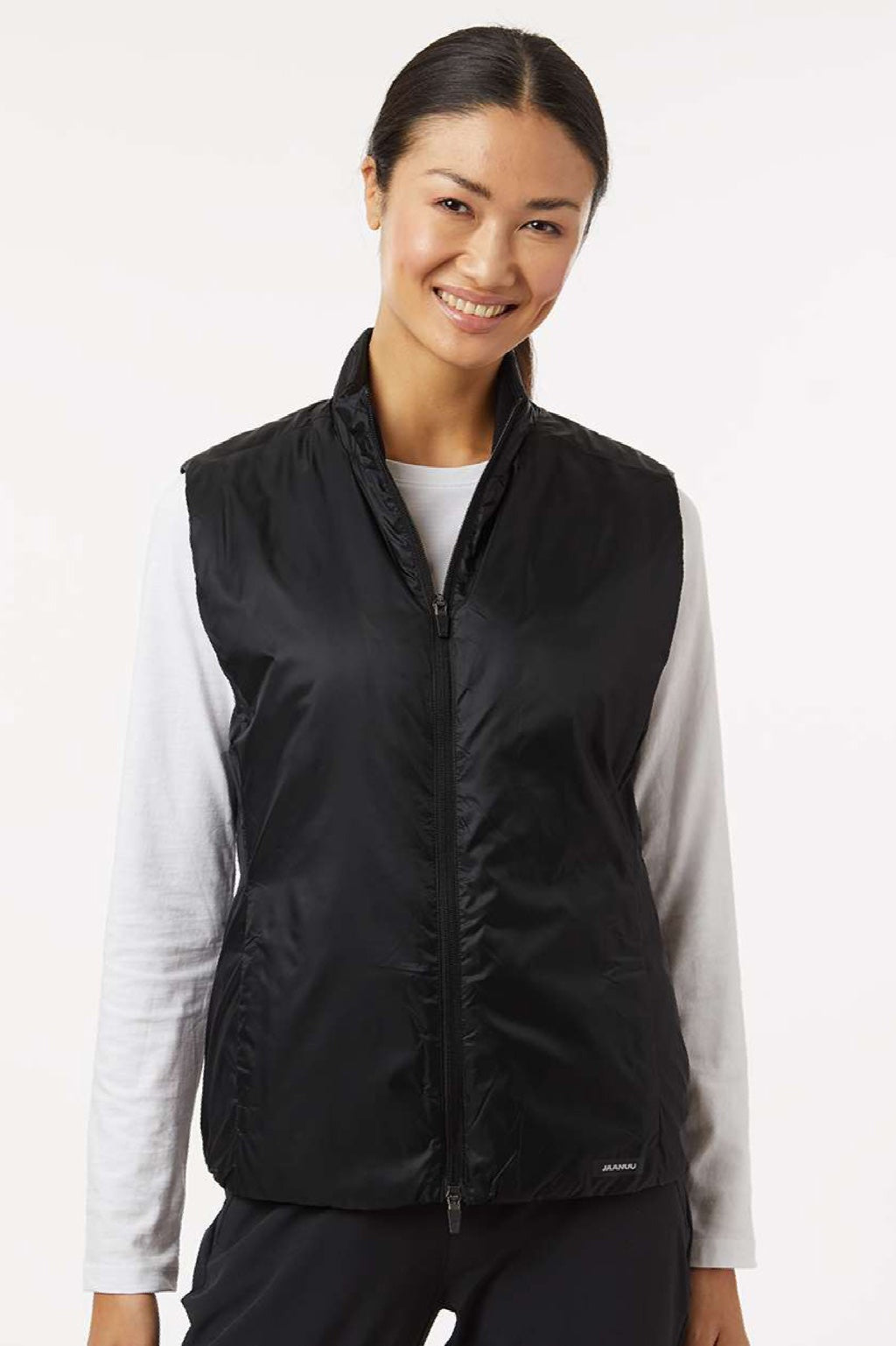 Jaanuu W60004 Womens Phantom Insulated Full Zip Vest Black Model Front