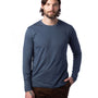 Alternative Mens Go-To Long Sleeve Crewneck T-Shirt - Light Navy Blue