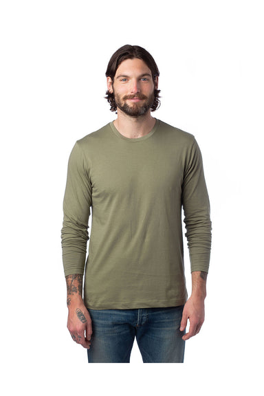 Alternative 1170C1 Mens Go-To Long Sleeve Crewneck T-Shirt Military Green Model Front