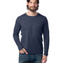 Alternative Mens Go-To CVC Long Sleeve Crewneck T-Shirt - Heather Midnight Navy Blue