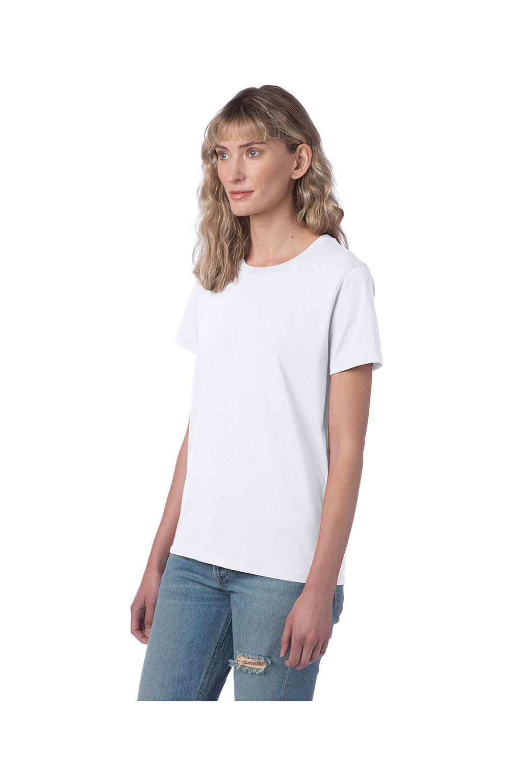 Alternative 1172C1 Womens Her Go-To Short Sleeve Crewneck T-Shirt White Model 3Q