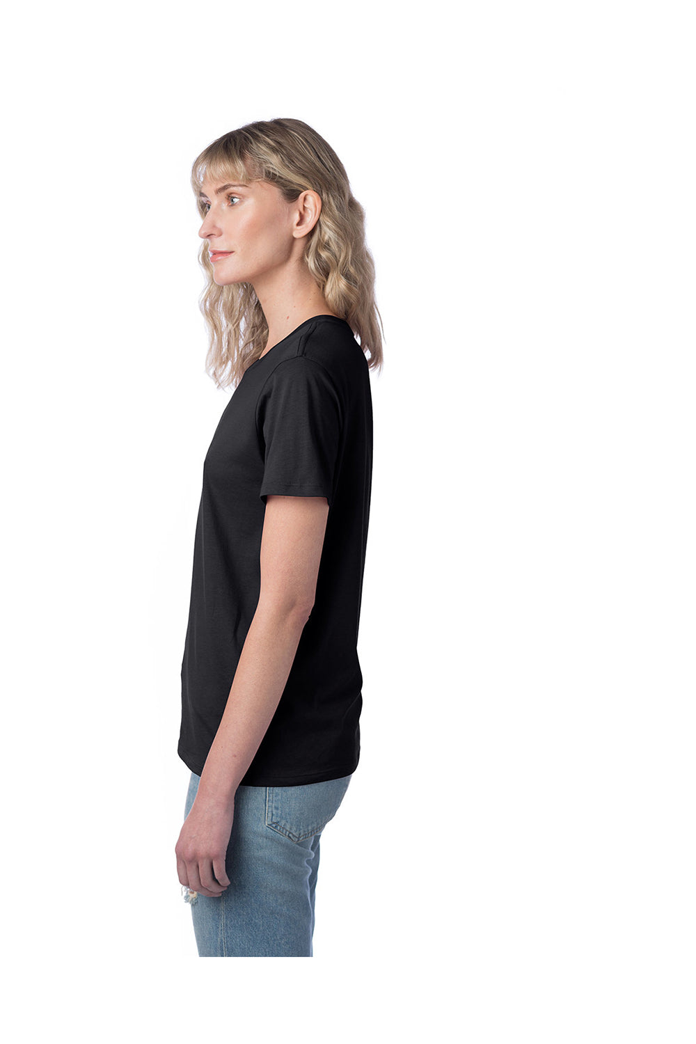Alternative 1172C1 Womens Her Go-To Short Sleeve Crewneck T-Shirt Black Model Side