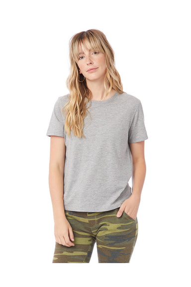 Alternative 1172CV Womens Her Go-To CVC Short Sleeve Crewneck T-Shirt Heather Grey Model Front