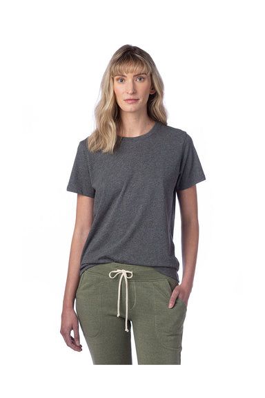 Alternative 1172CV Womens Her Go-To CVC Short Sleeve Crewneck T-Shirt Heather Dark Grey Model Front