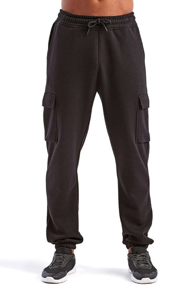 TriDri TD604 Mens Riley Cargo Jogger Sweatpants Black Model Front